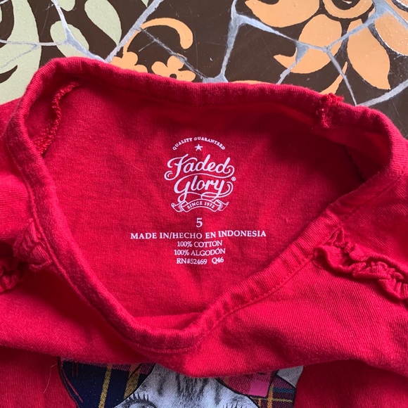 FADED GLORY Girls Kitty Print Shirt Sz:5 - Picture 3 of 6